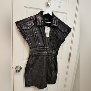 AKIRA Metallic Black Denim Dress